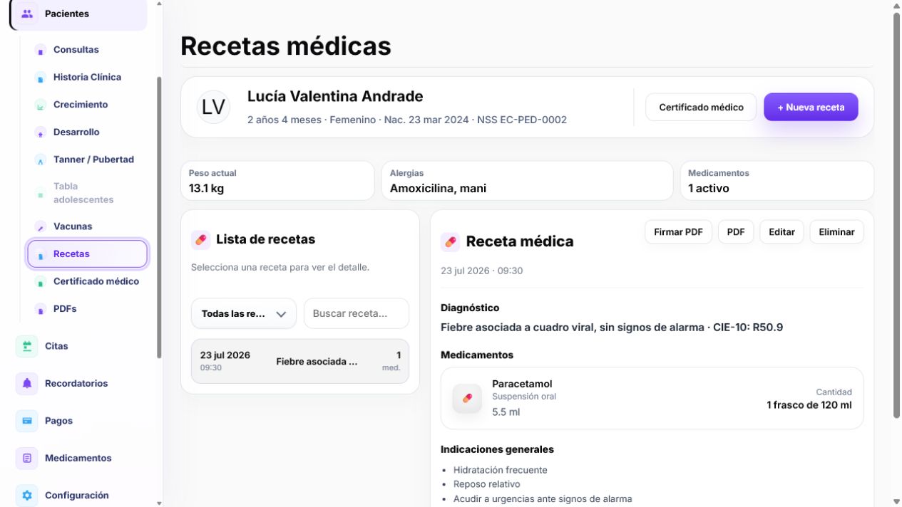 Módulo de recetas médicas pediátricas